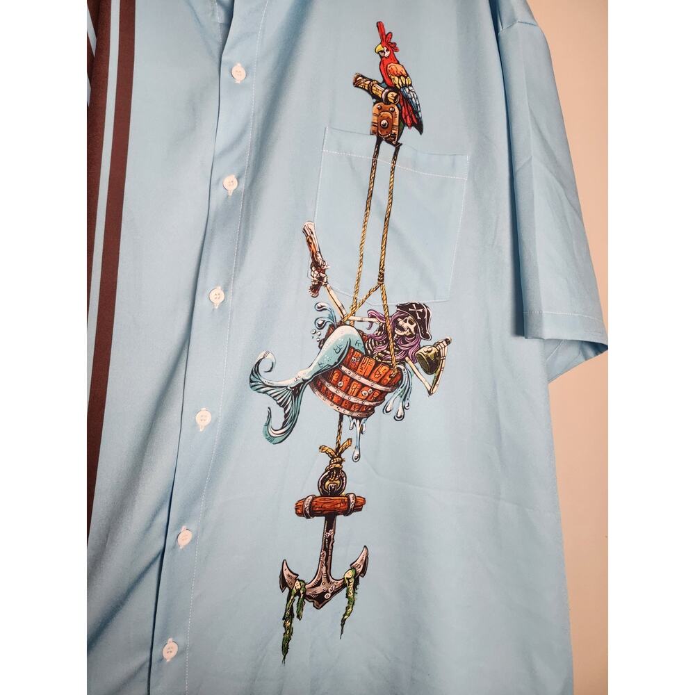 Hardaddy Hawaiian Shirt Size 4XL Blue Pirate Button‎ Front Short Sleeve - Picture 2 of 8